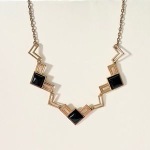Natasha Black and Gold Statement Necklace